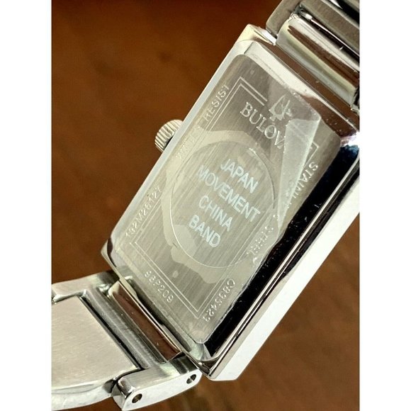 Bulova Women's Watch 96P209 Silver Tone Black Mother of Pearl Dial Diamond 18mm - Picture 6 of 10